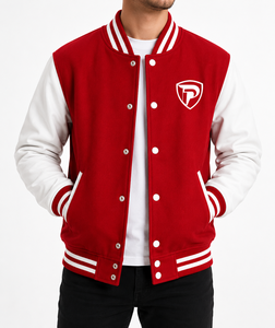 Dumela Custom Red <b>White</b> Varsity Bomber <b>Jacket</b> <b>Men</b> Embroidered Regular Fit Winter Outerwear Windproof OEM Service - Product Image 4