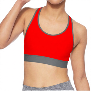 Sujetador deportivo blanco con ribete gris de alto soporte para mujer - Product Image 4