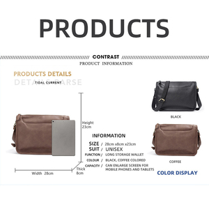 Leather Messenger <b>Bag</b> Small Zipper Closure Crossbody <b>Shoulder</b> <b>Bag</b> <b>Men</b> Women Daily Use All Seasons Lightweight - Product Image 6