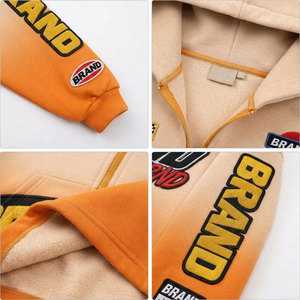 Men's Hooded Zip-Up Sweatshirt Oversized Streetwear Printed Design Front Logo Knitted Fabric Autumn Wear <b>Hoodies</b> - Product Image 6