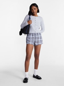 Women's <b>Plaid</b> Woven <b>Shorts</b> Mid Waist Button Fly Preppy Style Regular Fit - Product Image 3