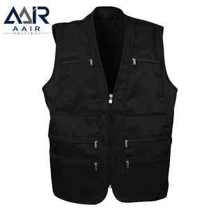 <b>Black</b> Men's Sleeveless Casual Autumn Work <b>Vest</b> with Zipper Closure Multi-Pocket Outdoor Utility Moisture-Wicking - Product Image 2