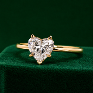 Anillo de Compromiso de Diamantes Solitarios con Corte Corazón Vintage de Lujo, Plata, Certificado IGI, Anillo de Promesa Nupcial Clásico, Joyería Fina - Product Image 2