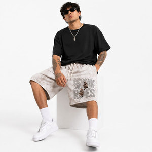 Shorts en coton tie-dye pour homme avec imprimé Break Rules, taille à cordon de serrage, décontractés, respirants, pour l'été - Product Image 5