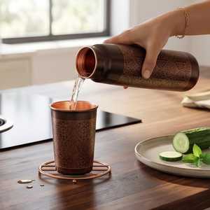 Copper <b>Water</b> <b>Bottle</b> Oriental Design Portable Travel <b>Bottle</b> with Lid copper <b>water</b> <b>bottle</b> Copper <b>water</b> Classic <b>large</b> capacity - Product Image 6