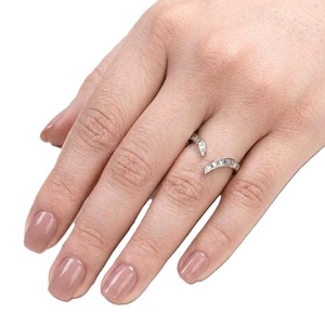 DEF Color VS VVS Clarity 10K 14K 18K Solid Gold IGI Certified Tapered Baguette Cut Lab Grown Diamond Adjustable <b>Open</b> Band <b>Ring</b> - Product Image 5