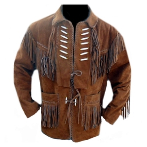 Veste en cuir rustique style western pour homme, marron, en peau de daim, avec franges, à lacets, vêtements de ranch pour l'extérieur, vestes personnalisées pour homme - Product Image 5