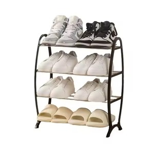 Durable 4 Tier Metal Shoe Rack Organizer Stand with Upright Curved Top Shelf and Sturdy Wire Storage for Home Entryway Use - Product Image 4