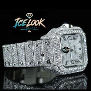 Reloj de Acero Inoxidable Cuadrado para Hombre Ice Look Jewelry, 40 mm, Analógico, de Cuarzo, Luminoso, de Lujo, con Cierre Plegable - Product Image 3