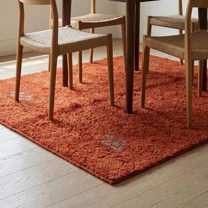 Premium Rust Red Hand Knotted Wool Area Rug Minimalist Floral Flat Pile Luxury Decorative Carpet with Fringe Tassels - Product Image 3