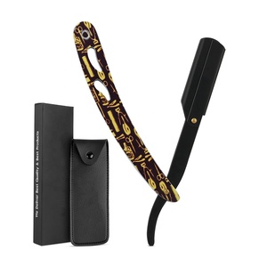 Navajas de Barbero Plegables de Fábrica con Estuche de Cuero, Soporte de Cuchilla Reemplazable para Afeitado en Salón - Product Image 1