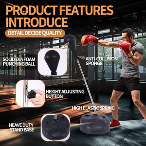 Punching Bag with <b>Stand</b>, Heavy <b>Boxing</b> Bag Height Adjustable Reflex Bar and Speed Punching Bag for Adults & Youth, Home Gym Train - Product Image 6