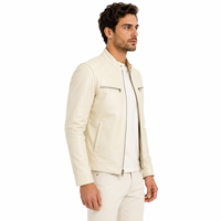 Veste en cuir pour homme, col montant, doublure intérieure douce, panneaux extérieurs durables, fermeture éclair sécurisée, poches pratiques, tenue décontractée d'hiver