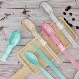 MissNOROO Portable Chopsticks Set Oval Plastic Minimalist Design Travel Cutlery <b>Kit</b> 4 Colors Included - Product Image 3