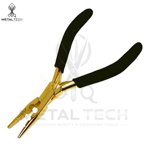 Pince à extensions de cheveux en acier inoxydable METAL TECH MT-HP-236 avec poignée noire, légère et de haute précision pour usage en salon - Product Image 6