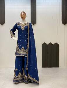 Traje Sharara de Alta Calidad con Dupatta, Conjunto Kurti Palazzo de Diseñador Especial para Bodas con Trabajo Manual Real, Ropa Étnica Festiva - Product Image 5