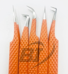 Pinzas Profesionales para Pestañas Beautivia International Diamond Grip, Agarre Fuerte, Logotipo Personalizado, Color Naranja, Recubrimiento de Acero Inoxidable - Product Image 2