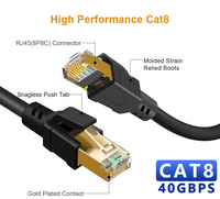 Kabel Jaringan ETL Terverifikasi 40Gbps/2000Mhz Sftp Cat8 RJ45 Berlapis Emas 100% Tembaga Murni dengan Selubung PVC/LSZH, Kabel Patch Plano