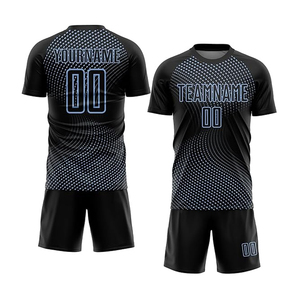 Maillot de football personnalisé noir avec motif à pois roses, nom de l'équipe, numéro, maillot de football pour hommes, uniforme sportif - Product Image 2