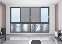 Ventana Corredera Francesa de Aluminio con Doble Acristalamiento Negro para Hotel, Ventanas Correderas para el Hogar