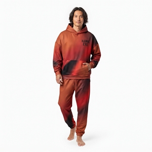 <b>Men</b> Relaxed Fit Sublimated Tracksuit 100% Polyester Drop Shoulder <b>Hoodie</b> And Jogger Set Customized Colors and Logo - Product Image 4