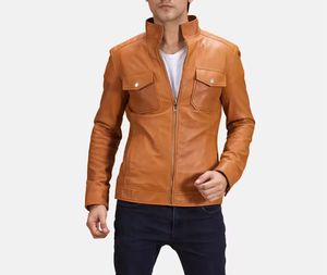 เสื้อแจ็คเก็ตหนังผู้ชายสำหรับฤดูหนาว แบบมีฮู้ด คอเสื้อแบบคอกลม มีโลโก้ด้านหน้า แห้งเร็วและระบายอากาศได้ดี - Product Image 3