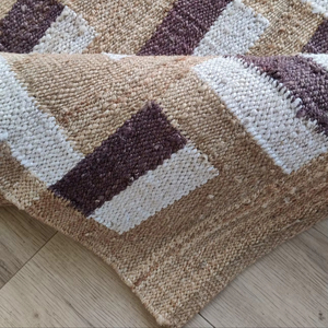 Handmade Jute Area <b>Rug</b> Modern Geometric <b>Boho</b> <b>Rug</b> Natural Flat Weave Carpet Eco Friendly HARI ENTERPRISES HE416 Living Room <b>Rug</b> - Product Image 1