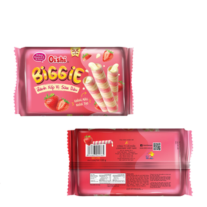 Meilleures ventes Oishi Biggie Strawberry Milk Wafer Roll 45g Gaufrette au lait et aux fraises croustillante Prix compétitif Vente en gros Exportation - Product Image 2