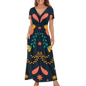 Vestido de Mujer con Diseño de Estampado Mexicano, Ropa Casual Cómoda y Transpirable al por Mayor - Product Image 5