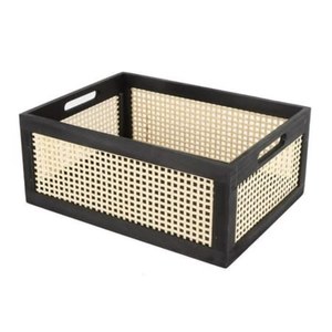 Modern <b>Rectangle</b> Rattan <b>Storage</b> <b>Basket</b> With Handles For Neatening Multi Purpose Use Natural Woven Design - Product Image 1