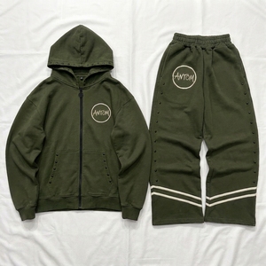 Ensemble de survêtement unisexe personnalisé en gros, style streetwear, 360 grammes, léger, respirant, en polyester et coton, à capuche, délavé à l'acide, décontracté, printemps - Product Image 6