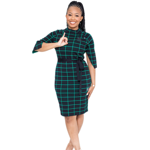 Black Green Oxford Button <b>Cape</b> Sleeve Midi Dress for <b>Women</b> Elegant Casual Party Dress Stylish Sorority Fashion Washable Cotton - Product Image 1
