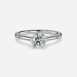 Bague de fiançailles solitaire en or blanc 14 carats avec diamant de laboratoire rond brillant de 1,15 carat et sertissage cathédrale à six griffes - Product Image 4