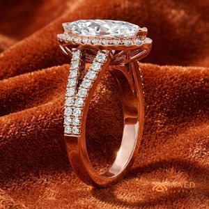แหวนหมั้นหรูหราประดับเพชรโมอิสซาไนต์ทรงมาร์คีส์ชุบทองคำขาว 14K ของขวัญเครื่องประดับเจ้าสาวสำหรับผู้หญิง สไตล์กูจาราติ - Product Image 2