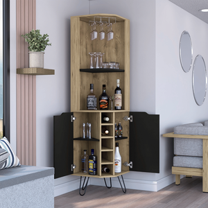 Mobile Bar ad angolo Bursan con sei portabottiglie da incasso per due e quattro ripiani - Product Image 3