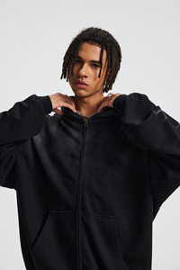 Oferta Especial: Sudadera con Capucha Oversize para Hombre 100% Algodón Felpa, Personalizable al por Mayor, Hombro Caído, Tejido Grueso, Colores Degradados, Estilo Vintage con Cremallera - Product Image 3