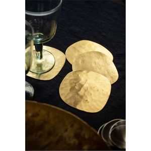 Posavasos de Metal de Latón Antiguo Hechos a Mano - Posavasos con Acabado Dorado Martillado de Primera Calidad, Elegantes Regalos de Boda o Diwali - Product Image 3