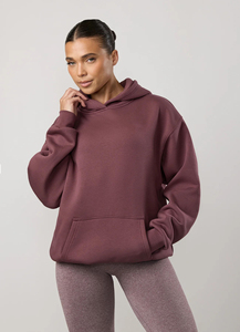 Conjunto de chándal de forro polar transpirable de 2 piezas para mujer, de longitud completa, personalizado, color uva, casual, liso, 365, de ajuste regular, con sudadera con capucha y pantalones de chándal - Product Image 2