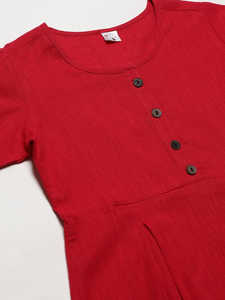 ชุดคุर्ตาผ้าฝ้ายสีชมพูทรงเอสำหรับผู้หญิง คอทรงกลม แขนสั้น ออกแบบมาเพื่อการสวมใส่ลำลองสไตล์ชาติพันธุ์ทั่วโลกในชีวิตประจำวัน - Product Image 4