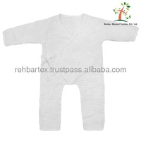 Combinaison en mousseline de coton biologique de haute qualité, avec fermeture à lacets, manches longues, en fibre de spandex/bambou, douce et moelleuse, tenue unisexe pour bébé