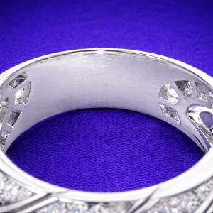 Bague de cocktail en diamant, bague en moissanite ronde, bague de mariage et de fiançailles pour homme en argent sterling 925, large alliance de fête - Product Image 4