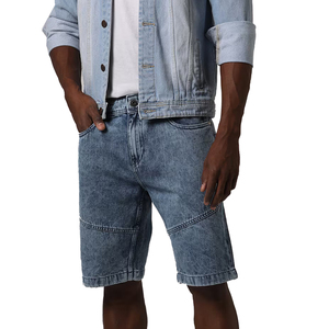 Shorts en jean pour homme High Street, denim solide, extensibles, bleus, avec logos personnalisés, séchage rapide et respirants - Product Image 1