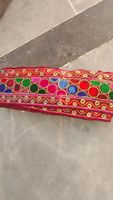 Ceinture tribale afghane Kuchi multicolore brodée avec des pompons en miroir, des pièces de monnaie, accessoire de costume bohème fait à la main pour festival