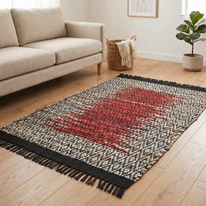 Tapis de couloir Chevron en cuir recyclé 3' x 10' pour entrée, style moderne, ferme, scandinave et intérieurs d'hôtels de charme - Product Image 6