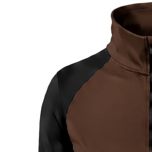 Women Dark <b>Brown</b> Black Quarter Zip <b>Long</b> <b>Sleeve</b> Athletic Training <b>Top</b> Thumbhole Slim Fit Running Fitness Performance Sportswear - Product Image 6