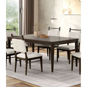Set da pranzo moderno da 7 pezzi in noce scuro con tavolo in legno e 6 sedie laterali in legno di gomma, resistente ed elegante - Product Image 5