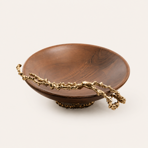 Elegante Tazón de Madera Natural Hecho a Mano con Detalle Escultural de Rama de Latón, Centro de Mesa para Decoración del Hogar - Product Image 4