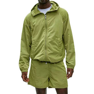 High Quality Men Winter Casual Polyester/Cotton 2 Piece Running Zipper Windbreaker Shorts and Jacket <b>Set</b> 2026 - Product Image 1