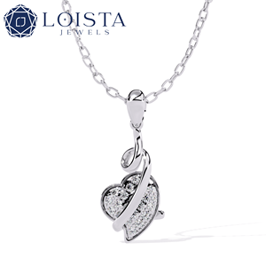 LOISTA Women's Heart Cut Diamond Pendant Necklace <b>Silver</b> Romantic Style Everyday Wear - Product Image 1