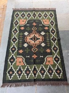 Alfombra Kilim Geométrica Hecha a Mano, Rectangular, Tejido Plano, Lana Acrílica, para Sala de Estar, Base de Yute, Limpieza Localizada - Product Image 6